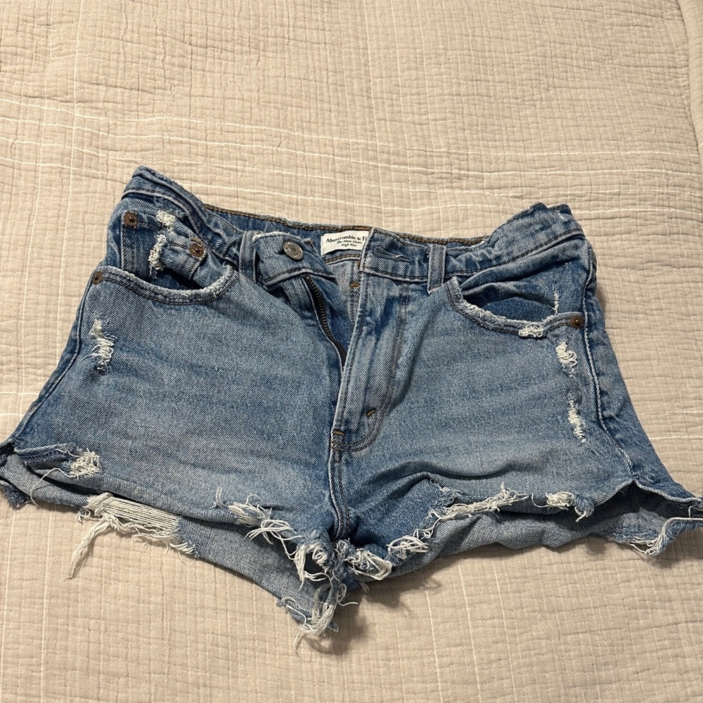 Abercrombie & Fitch Blue Distressed Jean Shorts